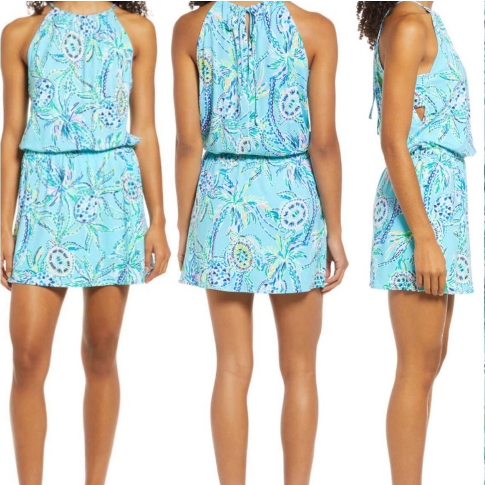 NWT Lilly Pulitzer Gianni Skort Romper Bermuda Blue Turtle